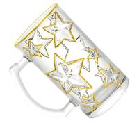 OUNONA Multifunction Drop Resistant Glass Mug with Handle Gold-Trimmed Pentagram Design Stylish Insulated Water Drinking Cup for Coffee Tea Milk Juice Suitable for Home and Use