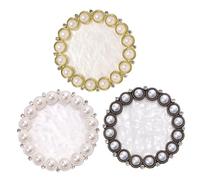 OUNONA Nail Tip Display Board Set 3pcs with Delicate Pearl Decor Alloy Frame Nail Art Palette for Manicure Studio Small Size with Silver Antique Bronze Gold White Bases