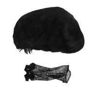 OUNONA Natural Black Short Layered Pixie Wig with Bangs for Women Lightweight Synthetic Hair Chic Wavy Style Easy to Wear Daily Use