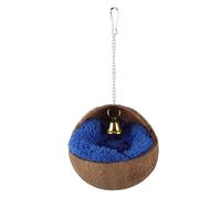 OUNONA Natural Coconuts Shell Bird Nest with Bell and Warm Pad, Sheltered Warm Place for Birds, Sturdy and Not Easy to Fall or Break, Suitable for Windowsill or Tree Use