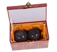 OUNONA Natural Jade Exercise Handballs 2pcs 52mm Solid Elderly Fitness Balls Storage Box for Hand Massage and Rehabilitation Random Style
