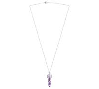 OUNONA Natural Stone Crystal Pendant Necklace with Purple Agate and Leather Rope, 2pcs Unique Shape DIY Charms for Necklace Making and Cosplay Style Accessories with Hanging Chain