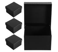 OUNONA Necktie Packaging Box 4pcs Flip Lid Small Business Packaging Supplies Necktie Wrapping Case Black Box for Tie Storage and Proposal Presentation