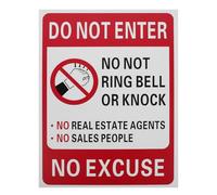OUNONA No Soliciting Sign, Do Not Ring Bell No Knock Sign, 15.7" X 11.8" Red Warning Label With Back Adhesive, Do Not Enter, Security Caution Plate For Business And Private Home