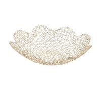 OUNONA Nordic Style Iron Fruit Tray Decorative Snack Storage Container Lightweight Plate for Kitchen Countertop and Home Organization Medium Gold Mesh Design