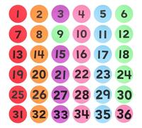 OUNONA Number Carpet Markers 36Pcs Multi-Colored Adhesive Floor Stickers for Classroom and Preschool Educational Use