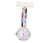 OUNONA Nurse Fob Watch Crystal Hanging Pocket Watch White Steel Quartz for Women Medical Work Badge