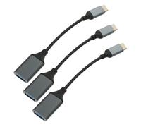OUNONA Otg Adapter Cable Low Profile Black USB C to USB 3.0 3 Pcs Plastic