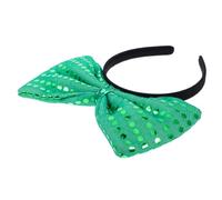 OUNONA Oversized Green Sequin Bow Hairband Durable Satin Fabric Headband for Stylish Headdress Accessory Suitable for Long Hair and Bangs
