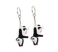 OUNONA Pack of 2 Cartoon Cow Keyring LED Light and Sound Animal Keychain Pendant for Purse Backpack Car Keys Sturdy ABS Plastic Hanging Decoration