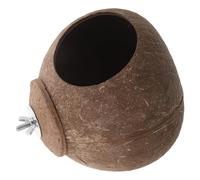 OUNONA Parakeet Nesting Box Natural Coconut Shell with Screw Fixing Extra Large Polished Bird Nest for Breeding Cockatiels and Garden Outdoor