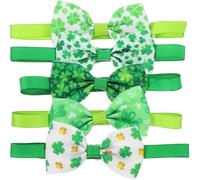 OUNONA Pet Collars with Green Bow Tie for Dogs and Cats 5pcs St Patrick's Day Lightweight Polyester Material, for St Patrick's Day Party Or Street Festival