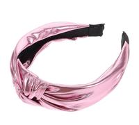 OUNONA Pink Knotted Headband for Women with Glitter Fabric and Comfortable Fit, Stylish Solid Colour Cloth Hair Accessory for Valentine and Party Wear