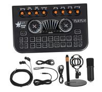 OUNONA Podcast Equipment Bundle with Microphone and Audio Mixer Sound Card, Metal and Plastic Build, Sturdy Design with Plug and Play Compatibility for Recording and Karaoke Use