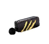OUNONA Pompon Sequined Pencil Bag Glitter Bag Lady's Makeup Case Sequin Zipper Pouch for Students Girls