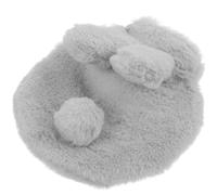 OUNONA Portable Reusable Hot Water Bottle with Plush Rabbit Cover, PVC Explosion-Proof Hand and Belly Warmer for Menstrual Relief, Winter Outdoor Accessory, Grey Round Heat Pack