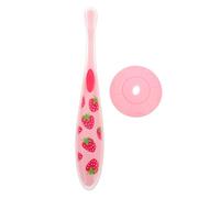 OUNONA Portable Silicone U-Shaped Baby Toothbrush for Toddlers, Soft Strawberry Design Infant Tooth Cleaner, Convenient Oral Care Tool for Household Use
