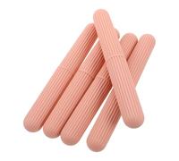 OUNONA Portable Travel Toothbrush Case Made of Sturdy Pp Material 5pcs with Lid, Simple Stripe Design Easy Cleaning and Quick Access, for Camping and Business Trips
