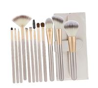 OUNONA Professional Makeup Brush Set 12pcs Nylon Eye Shadow Eyebrow Mascara Brushes with Wood Handles and Travel Case for Women Cosmetic Application