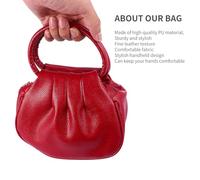 OUNONA PU Solid Color Women Mini Bag with Zipper Buckle Fashionable Coin Purse for Shopping Elegant Pleated Handbag in Rose Red Secure and Convenient Everyday Use