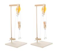 OUNONA Pulley Block Experiments Set DIY Wooden Physics Pulley System Kit with Plastic Blocks for Students Physics Experiment Lab