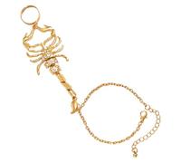 OUNONA Punk Scorpion Ring Bracelet for Women Rhinestone Hand Chain Jewelry Eye Catching Versatile Finger Accessory for Stylish Outfits