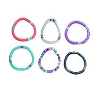 OUNONA Purple Bohemian Polymer Clay Bracelet for Couples Sweet Hand Rope Odorless for Women and Teenage