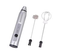 OUNONA Rechargeable Handheld Milk Frother and Egg Whisk 2-in-1 USB Powered 3-Speed Settings Silver for Lattes Cappuccinos and Egg Whipping