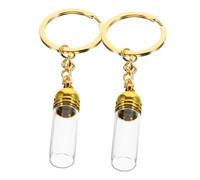 OUNONA Refillable Mini Perfume Bottles Set 2pcs Large Glass Vials Gold Acrylic Caps and Keychain for Travel Portable Fragrance Storage