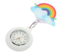 OUNONA Retractable Clip-on Rainbow Fob Watch for Nurses Waterproof Quartz Nurse Watch Silicone Cover Cartoon Design for Boys and Girls and Medical Professionals