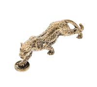 OUNONA Retro Brass Leopard Statue Decor Unique Delicate Craft with Good Stability and Not Easy to Knock, Golden Brass Animal Figurine for Indoor Desktop Decor