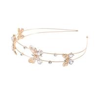 OUNONA Rhinestone Butterflies Headband for Women Double Layered Zinc Alloy Hair Hoop Wedding Headdress Sparkling Decor Elegant Hair Accessory for Bridal Parties