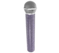 OUNONA Rhinestone Fake Microphone: Bling Karaoke Handheld Microphone Prop, Simulation Mic Model for Selfie for Aspiring Little Singers and Performer