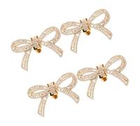 OUNONA Rhinestone Shoe Embellishments Stylish and Versatile with Detachable Bow Design 2 Pairs Golden Alloy Material Shoe Clips for Wedding and Party Accessories