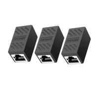 OUNONA Rj45 Ethernet Coupler Female to Female 3pcs Pack Cat5 Cat5e Cat6 Network Cable Extender Adapter Black for Home and Office Network Connections