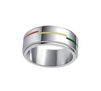 OUNONA Rotatable Stainless Steel Ring with Lesbian Rainbow Flag Design, Waterproof Metal Ring for Transgender and Bisexual Party Wear, Unique Chic Style for Gay Pride