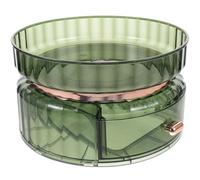 OUNONA Rotating Makeup Storage Box Double Layer 360° Cosmetic Organizer Desktop Holder for Skincare Lipstick Sundries Emerald Green for Home Vanity