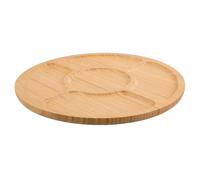 OUNONA Round Divided Wood Serving Tray with Compartments for Snacks and Appetizers Sectional Veggie and Fruit Platter for Entertaining Family Gatherings and Parties Easy to Clean and