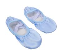 OUNONA Satin Ballet Shoes Soft Sole Dance Slippers with Ribbon for Women and Flexible Cushioned Flats for Training Exams and Stage Performances Stable Traction Comfortable Practice Sky Blue