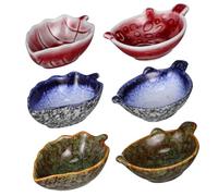 OUNONA Sauce Bowls with Elegant Design Ceramic Japanese-Style 6 Pcs Easy to Clean Multi-Purpose Snack Dishes Small Serving and Seasoning Bowls for Restaurant and Occasion
