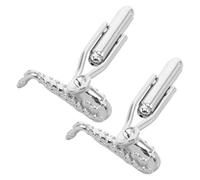 OUNONA Saxophone Cufflinks for Jazz Lovers, Instrument Cufflinks in Silver Copper Matte Finish, Ergonomic Design to Elevate Men's Attire, for Business Wear and Live Events