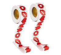 OUNONA Self Adhesive Tanning Body Stickers Red 1.5-3.8cm 500pcs Per Roll 2 Rolls Set for Sunbathing and Tanning Care