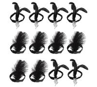 OUNONA Sequin Flapper Headband 1920S Plumage Headdress Costume Set 12Pcs Comfortable Hair Accessories for Women Festival Outfits