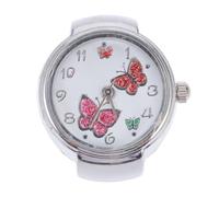 OUNONA Silver Finger Watch Mini Watch with Butterflies Embellishment and Big Numbers Design, Metal Simple and Lovely Style for Women for Daily Wear