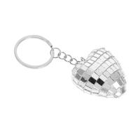 OUNONA Silver Heart Shaped Mini Mirror Disco Ball Keychain 4cm Sparkly Purse Accessory Disco Party Favors Cowgirl Supplies