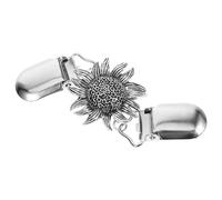 OUNONA Silver Metal Sweater Clip with Beautiful Flower Design, Functional Brooch for Fixing Sweaters and Hats, Scarf Clasp and Cardigan Fastener for Women