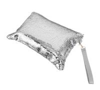 OUNONA Silver Sequin Evening Wristlet Clutch Purse with Sturdy Hand-Stitched Detail, Vintage Style Handbag for Formal Dinners and Special Events