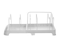 OUNONA Small Dish Drainer Sink Dish Drainer Adjustable Stainless Steel and Plastic Kitchen Utensil Rack Easy to Install Storing and Draining Plates for Workbenches and Cabinets