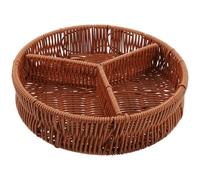 OUNONA Snack Storage Tray Brown Large Capacity with Multi-grids Design Pp Material Serving Tray Simple and Generous Style Imitation Rattan for Camping and Gathering