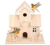 OUNONA Solid Wood Bird Nest Hanging Box Garden Ornament for Birds and Small Mammals Indoor and Outdoor Nesting